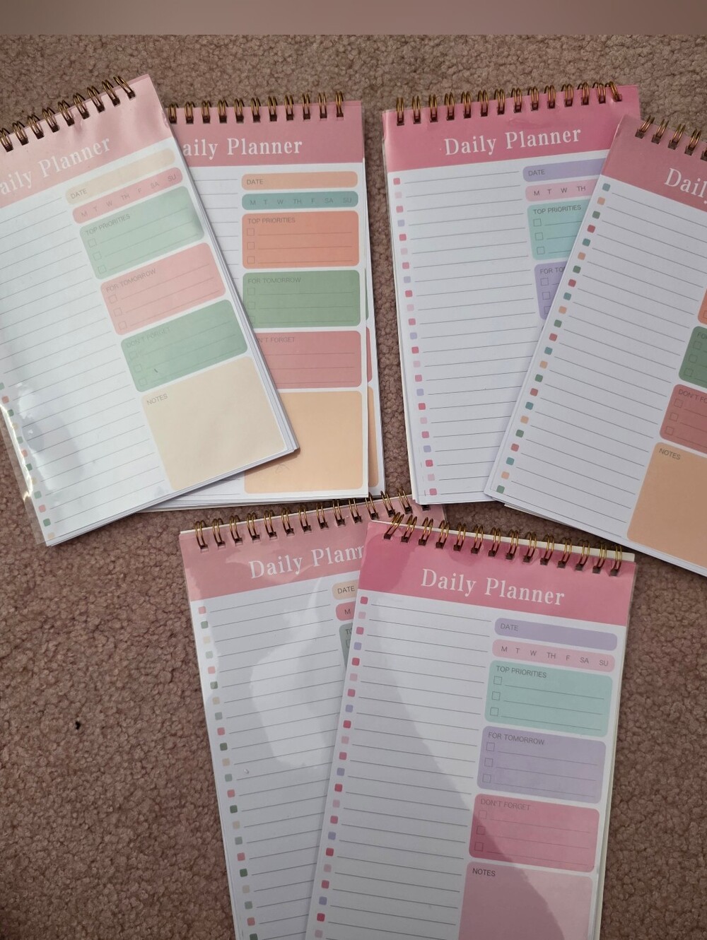 6 pc set blank Daily Planner Notebook